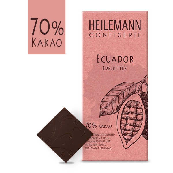 Heilemann Ursprungs-Schokolade Ecuador 70 % Kakao Edelbitter, 80 g