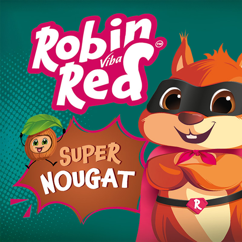 Grafik Viba Superhelden-Eichhoernchen Robin Red mit Hazel