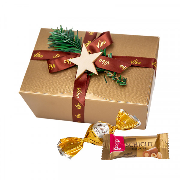 Viba Goldbox groß mit Nougat Minis und Kugeln, 245 g