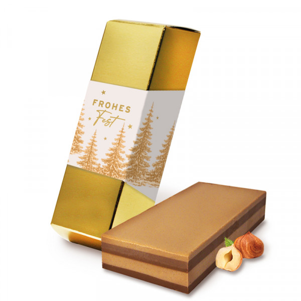 Viba Weihnachts-Goldbarren mit Schicht-Nougat-Block