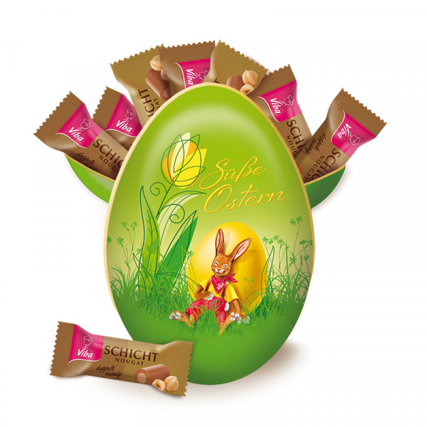 Viba Osterei grün Osterhase - Schicht-Nougat Minis, 80 g