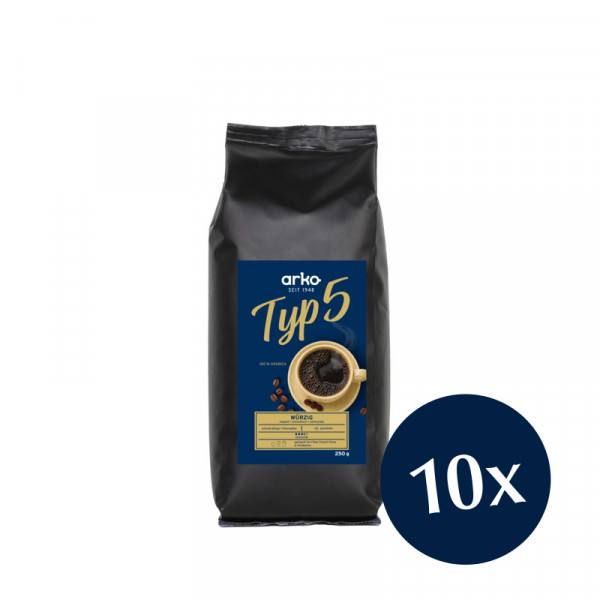 arko Kaffee Typ 5 Softbag, gemahlen, 10 x 250 g