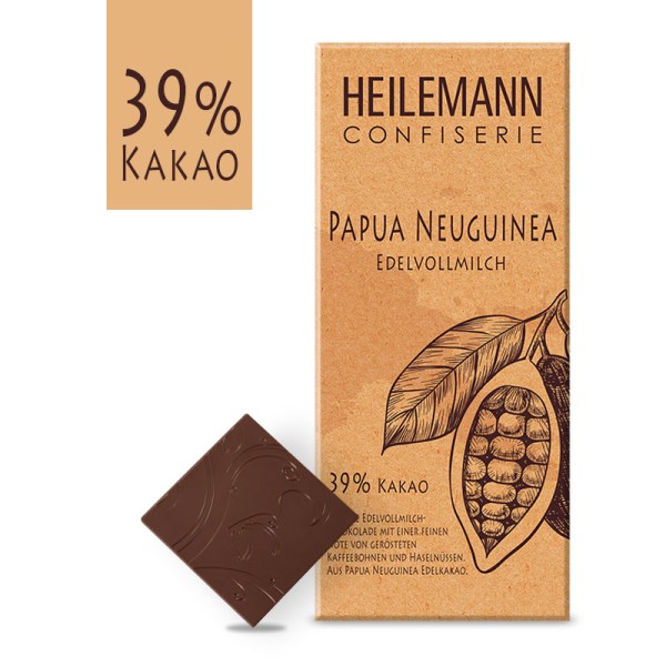 Heilemann Ursprungs-Schokolade Papua Neuguinea 39 % Kakao Edelvollmilch, 80 g