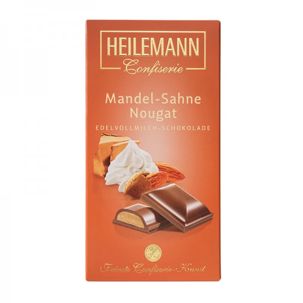 Heilemann Mandel-Sahne-Nougat in Edelvollmilch-Schokolade, 100 g