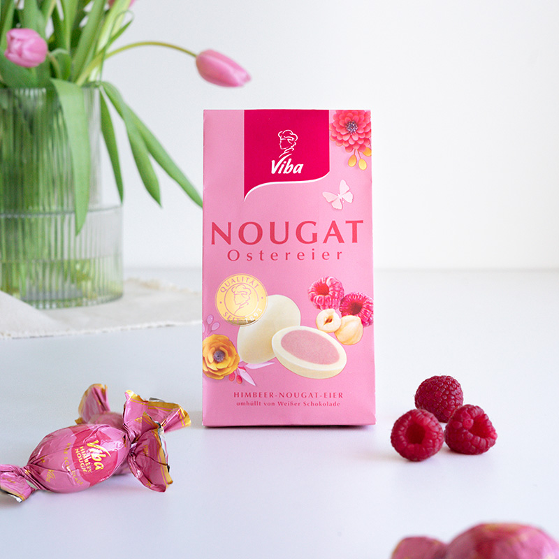 Ostereier Himbeer Nougat Weiße Schokolade Himbeer Nougat Eier Beutel