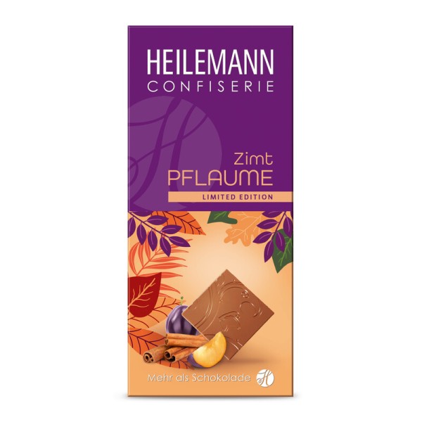 Heilemann Zimt-Pflaume Edelvollmilch-Schokolade, 80 g