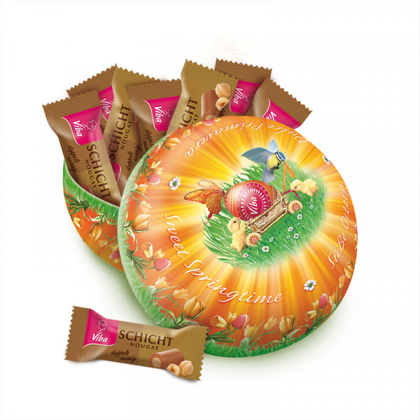 Viba Osterkugel Orange - Schicht-Nougat Minis, 80 g