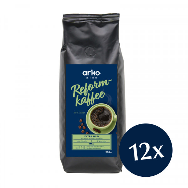 arko Reformkaffee extramild Softbag, gemahlen, 12 x 500 g