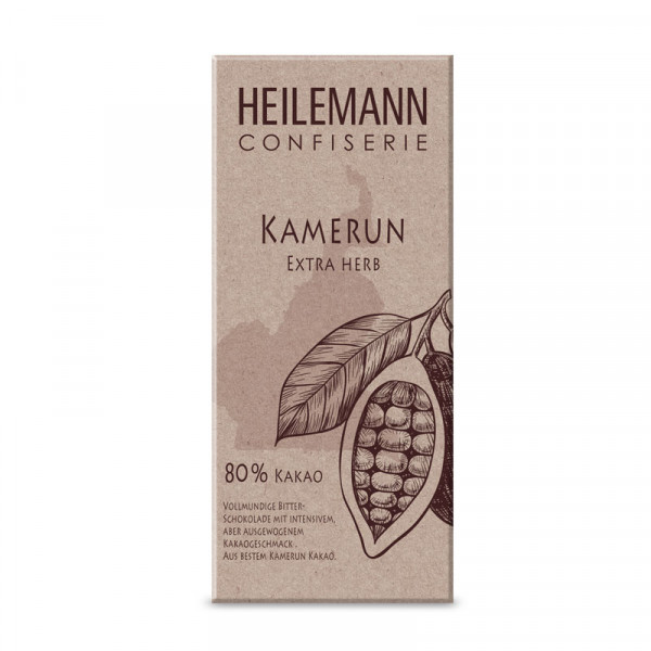 Heilemann Ursprungs-Schokolade Kamerun 80 % Extra herb, 80 g