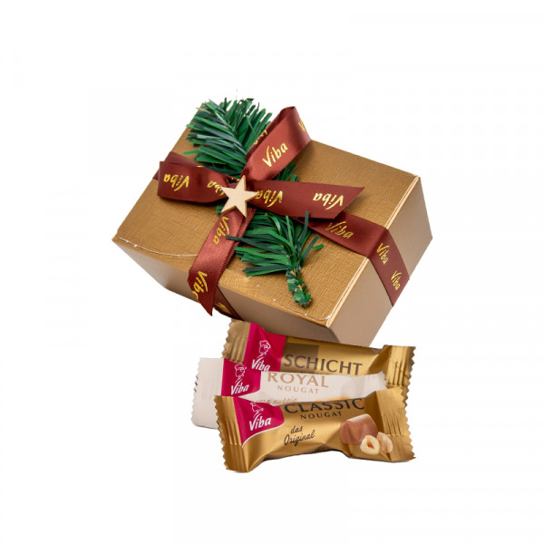 Viba Goldbox klein mit Nougat Minis, 120 g