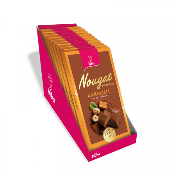 Viba Nougat-Tafelschokolade Karamell Salz, 10 x 100 g